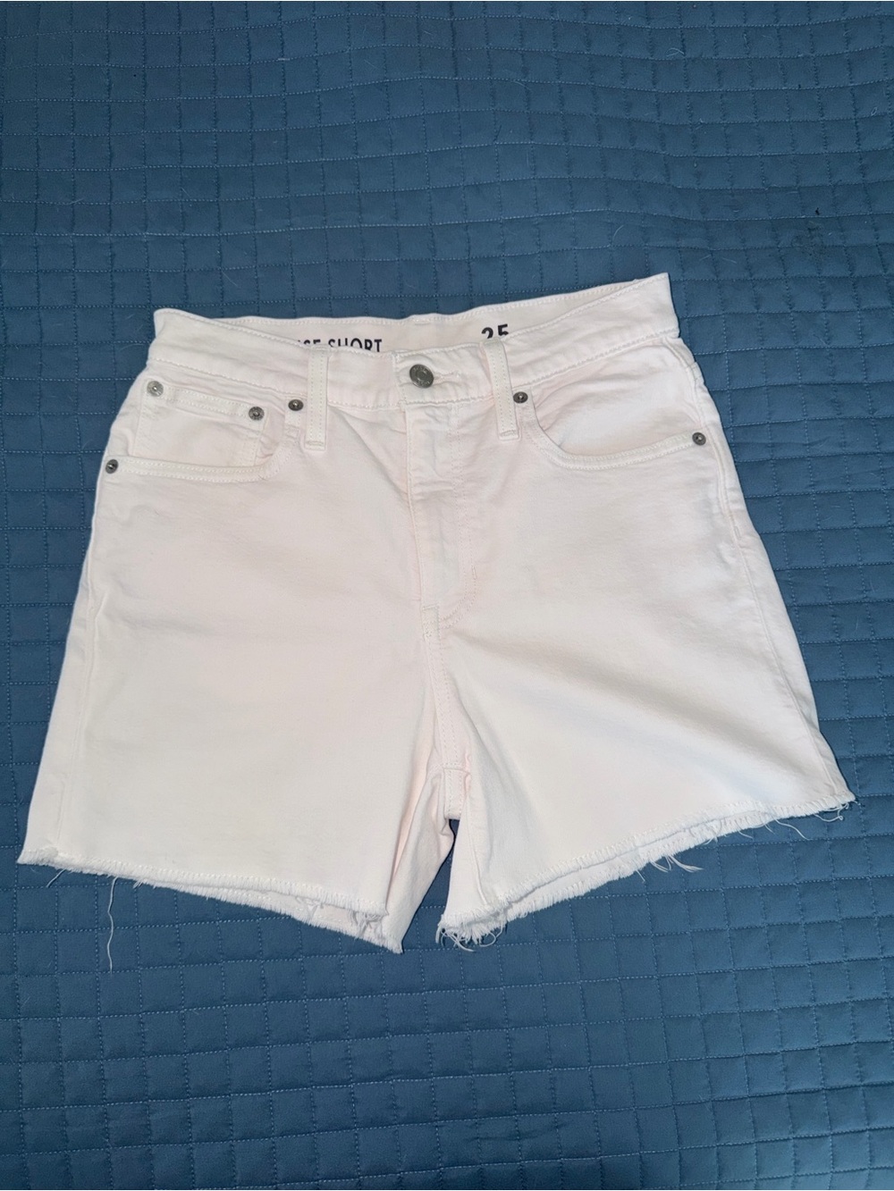 J. Crew Soft White Denim Frayed-Hem Shorts